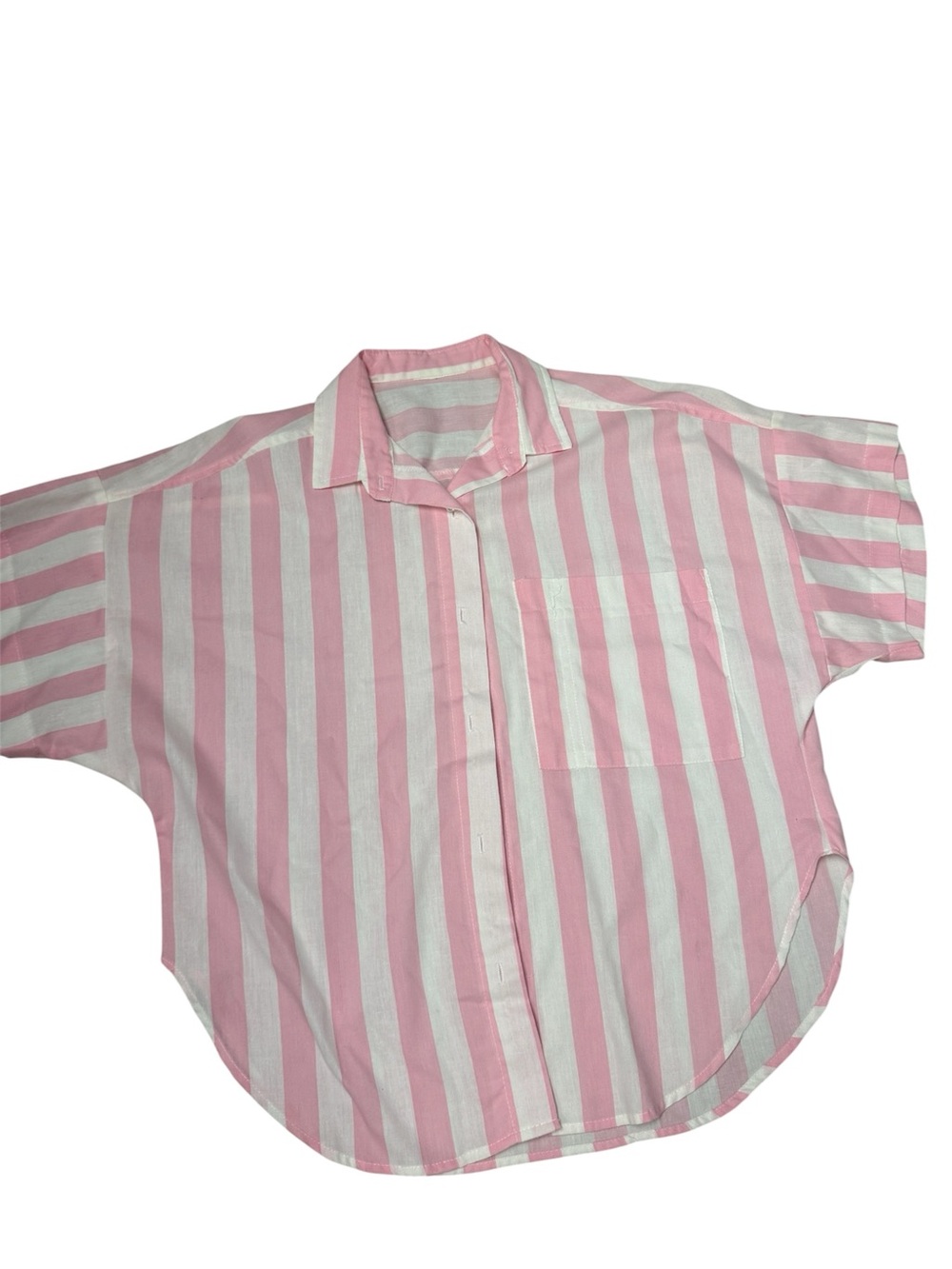 Vintage Diane von Furstenberg blouse pink white stripe shirt 1980's